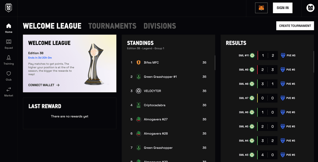 You can join MetaSoccer tournaments for rewards now