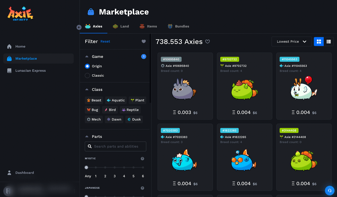 Axie Infinity Official NFT Marketplace