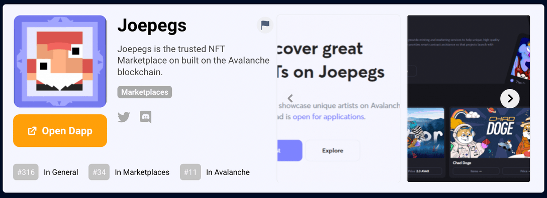 Joepegs NFT Marketplace on Avalanche