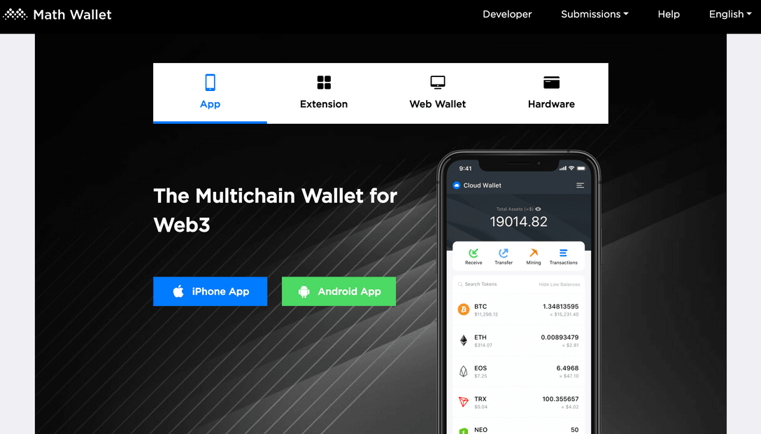Store BNB with Math Wallet
