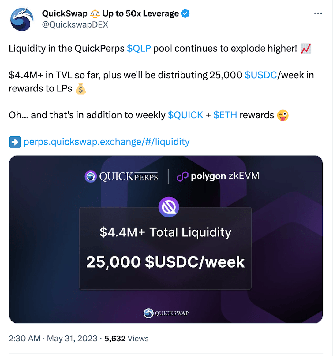 QuickSwap ⚖️ Up to 50x Leverage on X: Introducing the QuickSwap Liquidity Mining  games! 🐉 Where project's communities vye against each other in twitter  polls, in the ultimate battle to earn farming