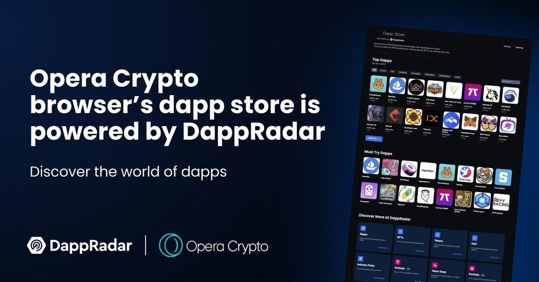 Opera Crypto browser´s dapp store is powered by DappRadar