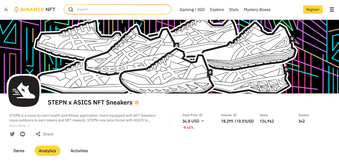 StepN successfully launches NFT sneakers with Asics on Binance marketplace